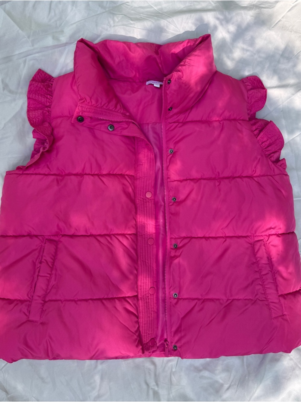 crown & ivy Bright Pink Quilted Puffer Vest for Women